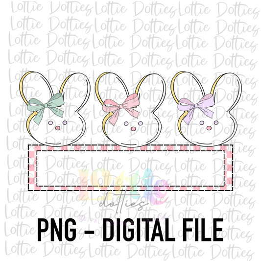 Easter Bunny Trio Banner PNG - Easter Sublimation - Digital Download - Girls