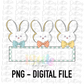 Easter Bunny Trio Banner PNG - Easter Sublimation - Digital Download - Boys