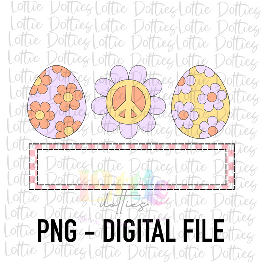 Easter Egg Trio Banner PNG - Easter Sublimation - Digital Download - Retro