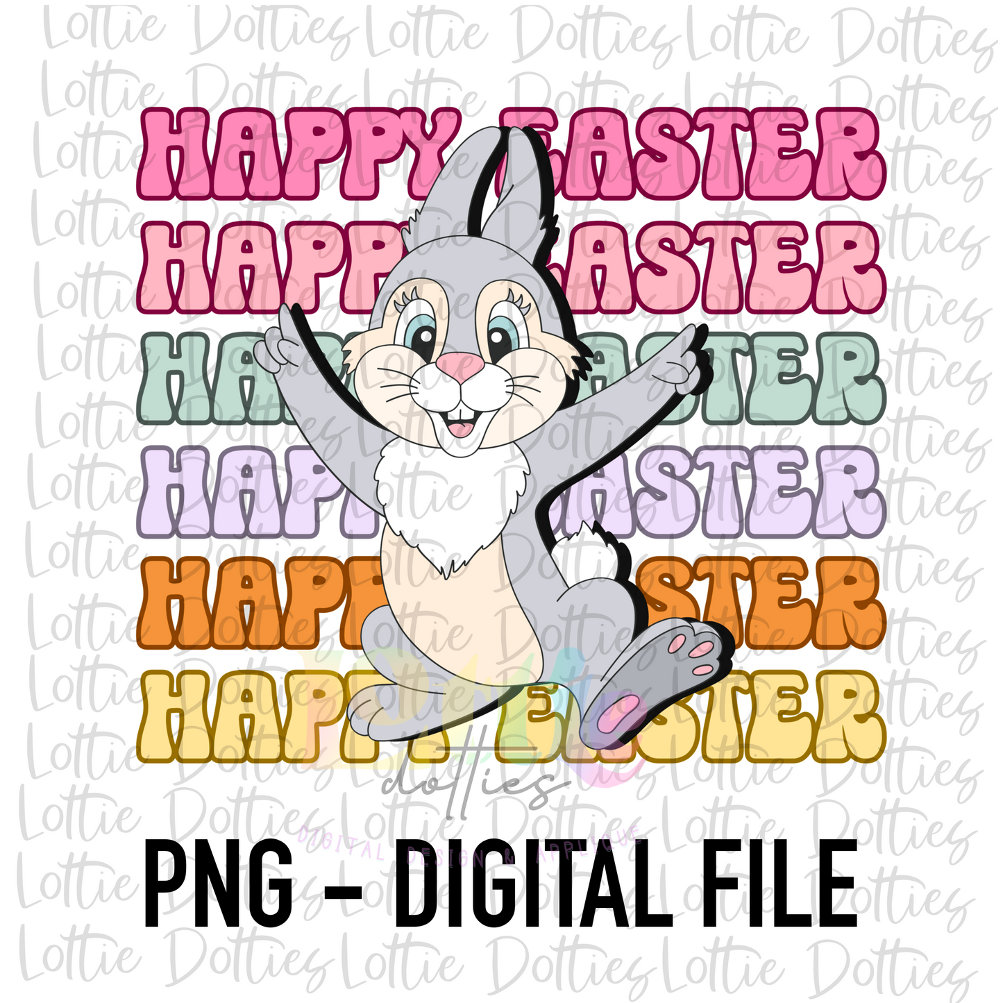 Happy Easter PNG - Easter Sublimation - Digital Download - Bunny