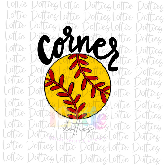 Corner Softball PNG- Corner Sublimation- Digital Download