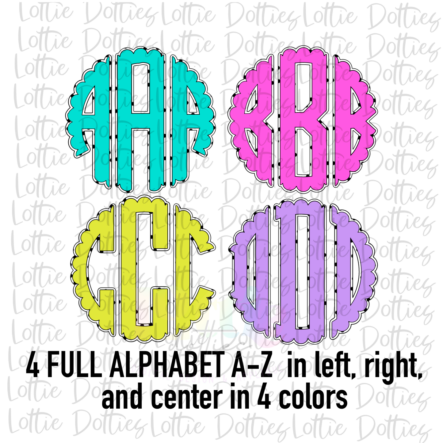 Bright Dottie Monogram Alpha Png -  monogram Dottie Alpha Pack - Digital Download