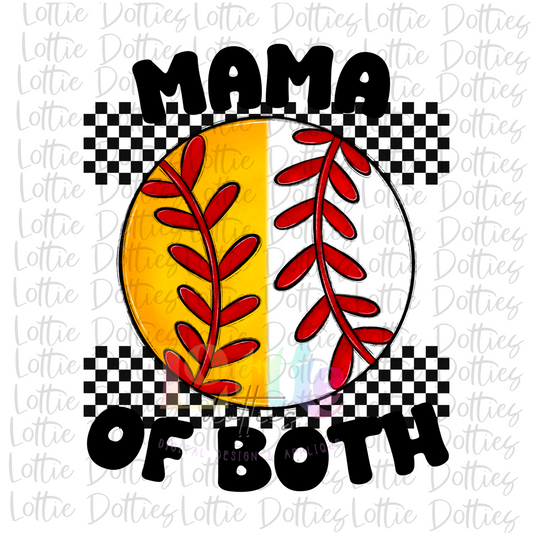 Baseball and Softball Mama PNG - Mama of Both Sublimation - Digital Download