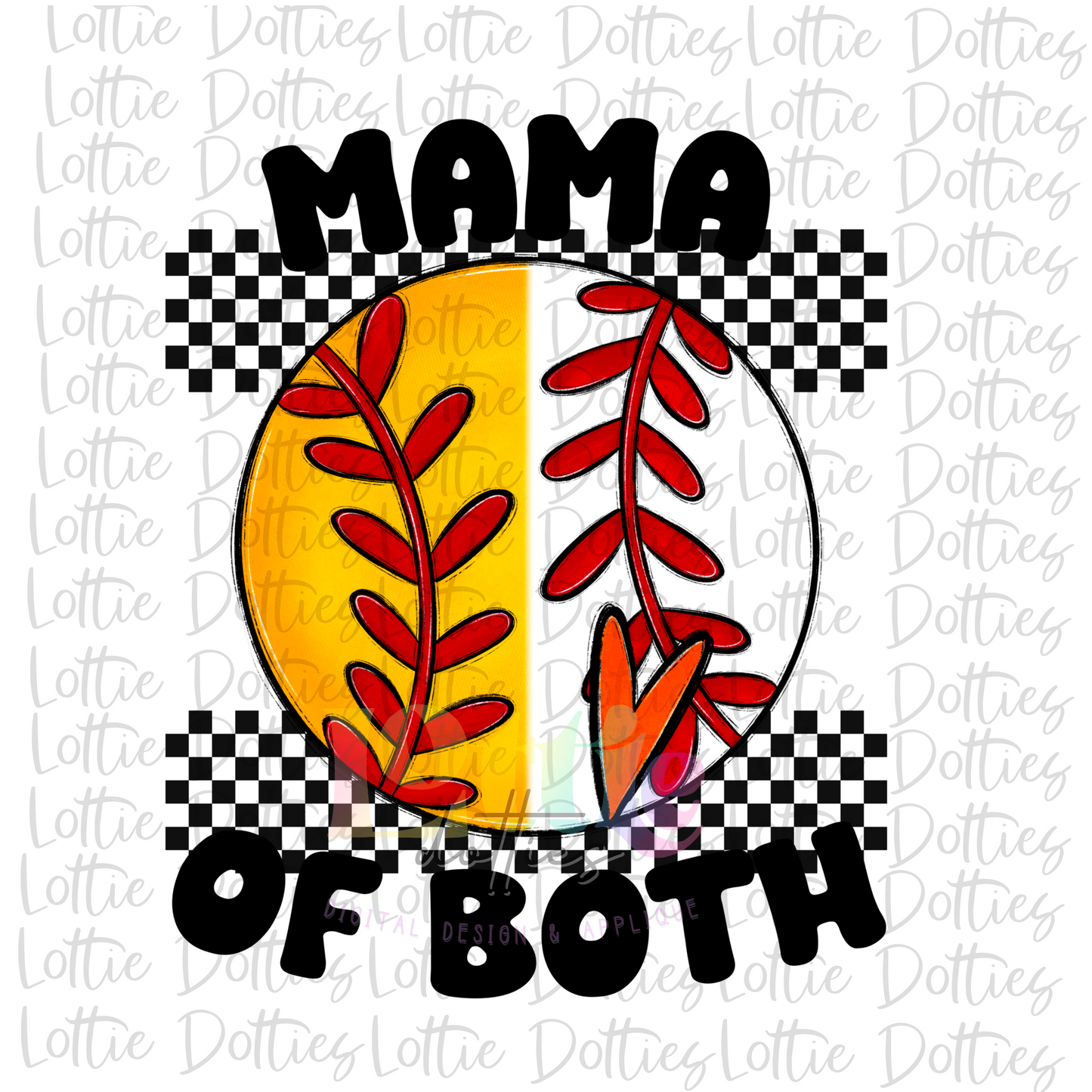 Baseball and Softball Mama PNG - Mama of Both Sublimation - Digital Download - Orange