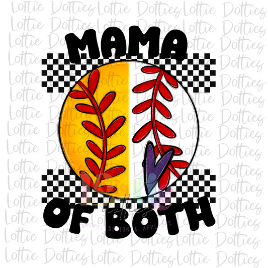 Baseball and Softball Mama PNG - Mama of Both Sublimation - Digital Download - Purple