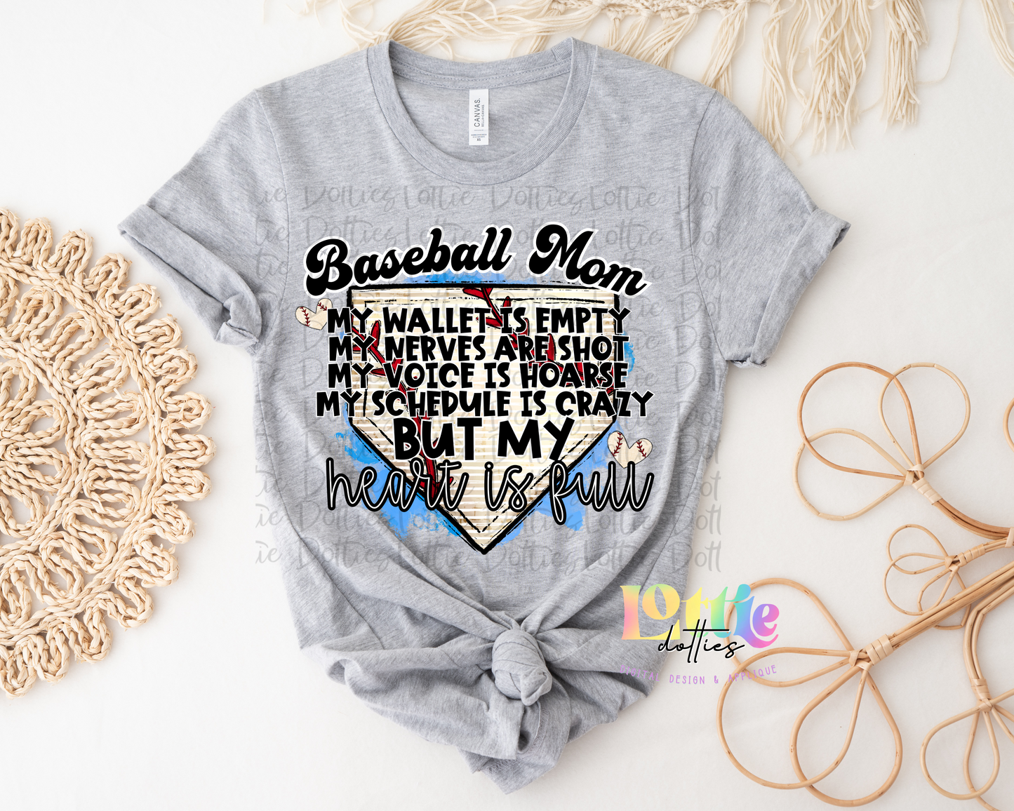 Baseball Mom PNG - My Heart Is Full Sublimation- Digital Download