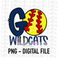 Go Wildcats  PNG -  Softball sublimation design - Digital Download - Navy