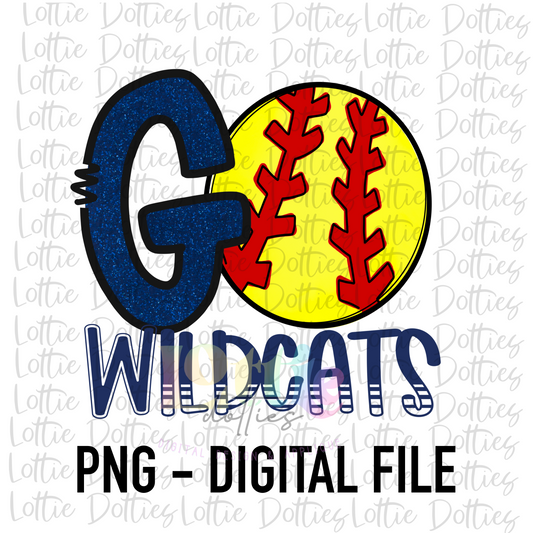 Go Wildcats  PNG -  Softball sublimation design - Digital Download - Navy