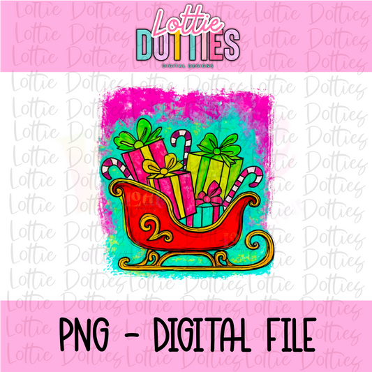 Sleigh PNG | Christmas Design | Digital Download | Paint Splash