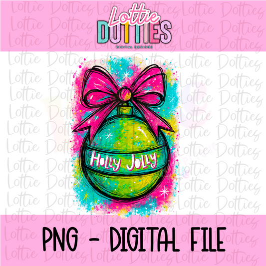 Holly Jolly Ornament Png | Christmas Design | Instant Download | Digital Download | Paint splash