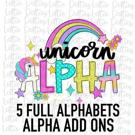 Unicorn Alphabet - Unicorn Alpha Pack - Alphabet Clipart - Instant Download