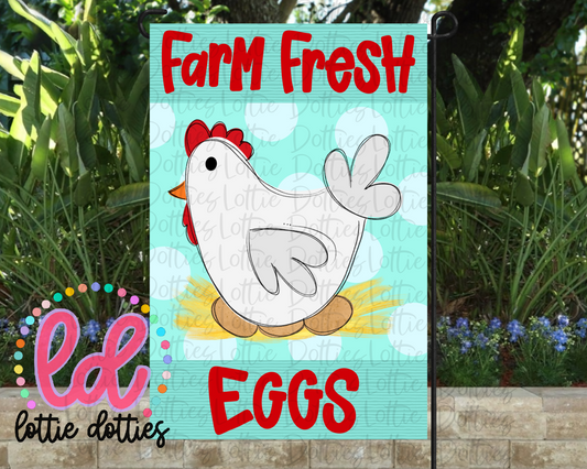 Farm Fresh Eggs Flag PNG - Chicken Welcome Flag Sublimation - Digital Download