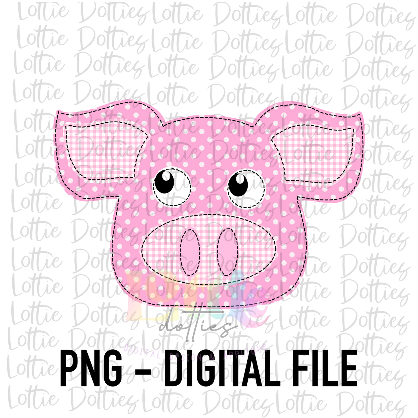 Faux Applique Pig PNG - Pig Sublimation - Digital Download