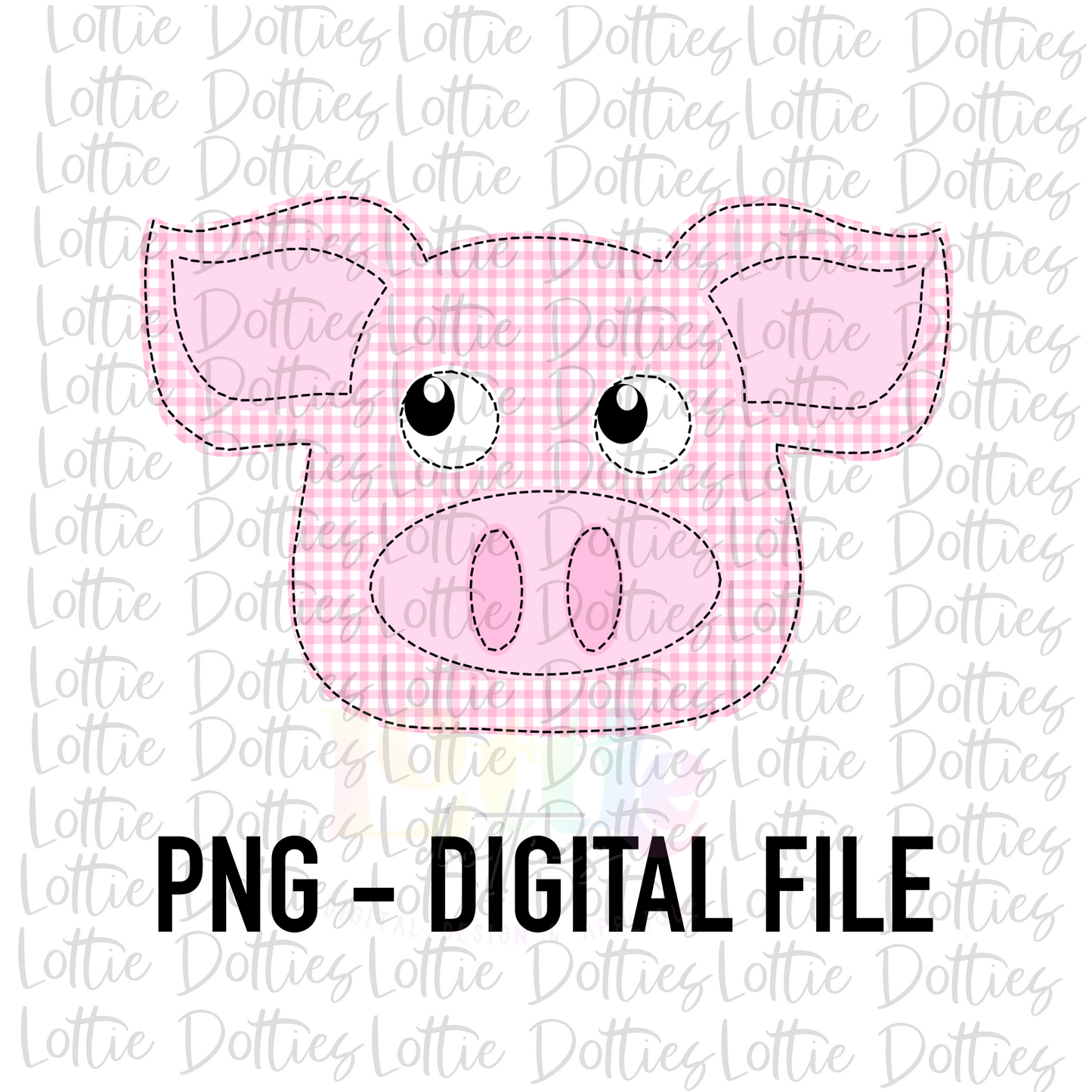 Faux Applique Pig PNG - Pig Sublimation - Digital Download