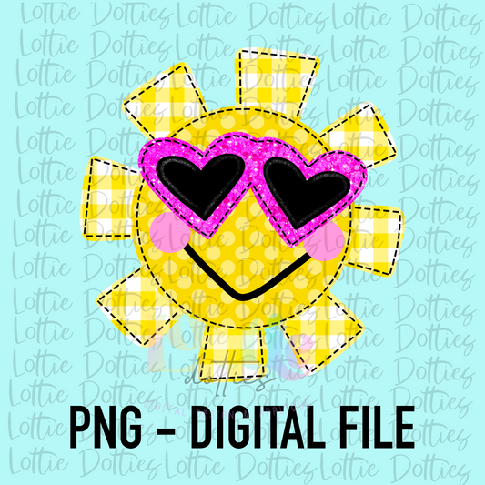 Sunshine Faux Appliqué Png - Summer Sublimation File - Instant download - Digital Download