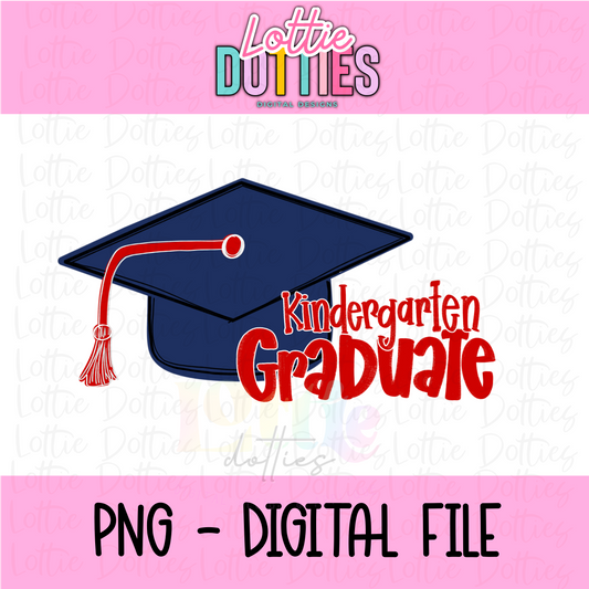 Kindergarten Graduate PNG - Graduation Sublimation - Digital Download - Navy and Red