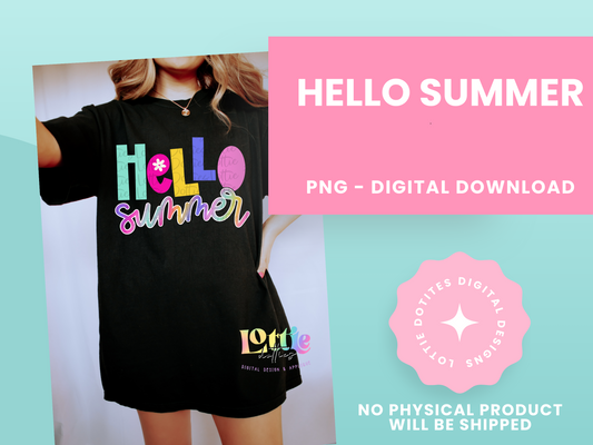 Hello Summer Png - Hello Summer Sublimation - Digital Download -