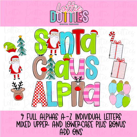 Santa Alpha - Christmas Alpha Pack - Alphabet Clipart - Instant Download