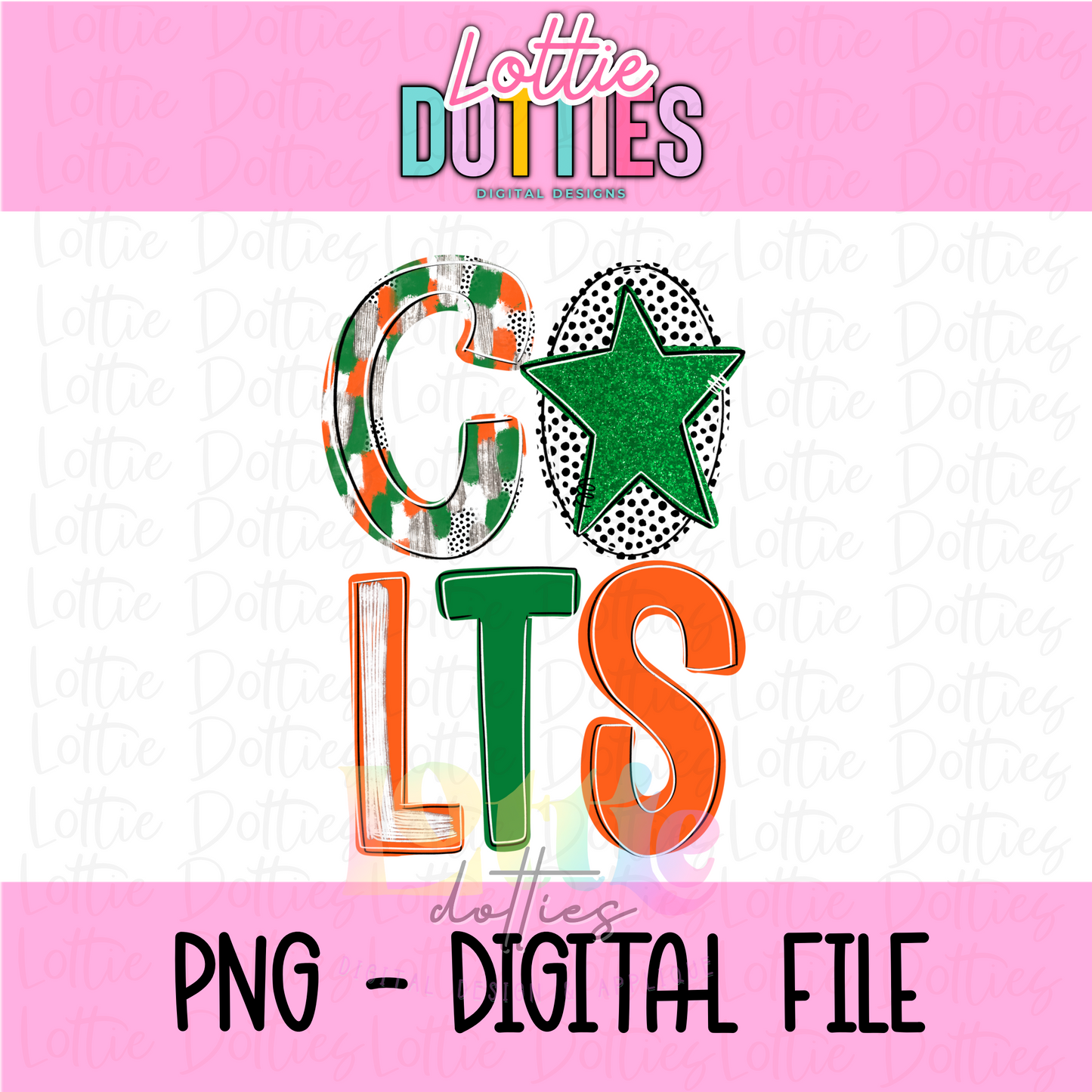 Colts Poppy PNG - Colts sublimation design - Digital Download - Orange and Green