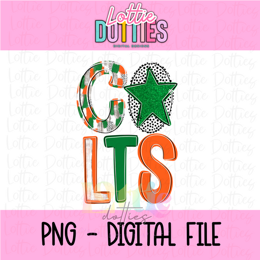 Colts Poppy PNG - Colts sublimation design - Digital Download - Orange and Green