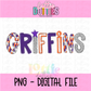 Griffins Poppy PNG - Griffins Sublimation - Digital Download - Red and Navy
