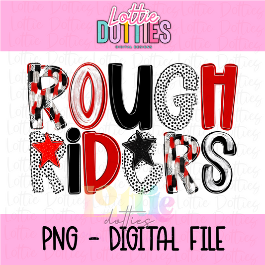 Rough Riders PNG - Rough Riders Sublimation - Mascots - Red and Black