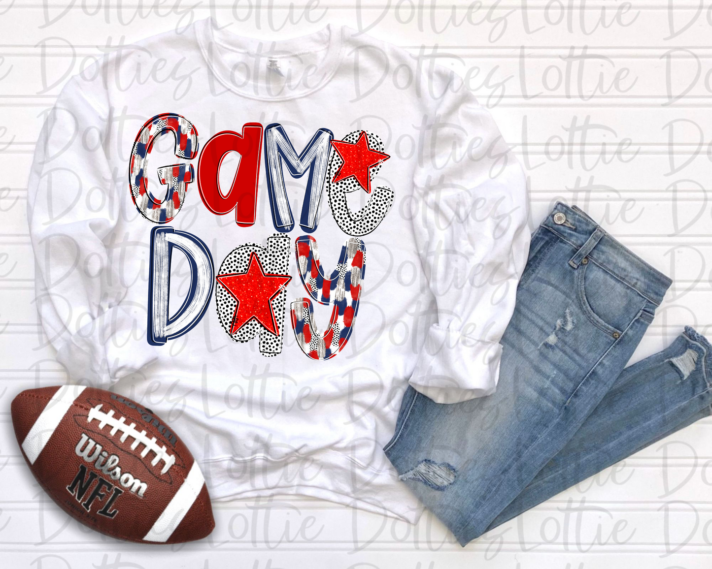 Game Day PNG -Navy and Red Game Day Poppy Sublimation- Digital Download