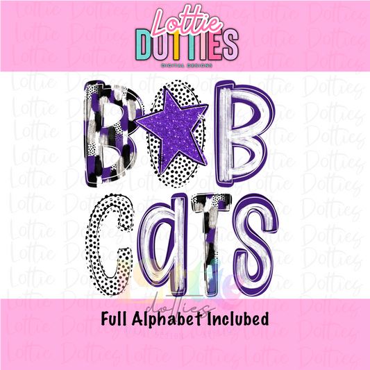 Bobcats Mascot PNG - Poppy Mascot Designs - Digital Download -Purple and Black