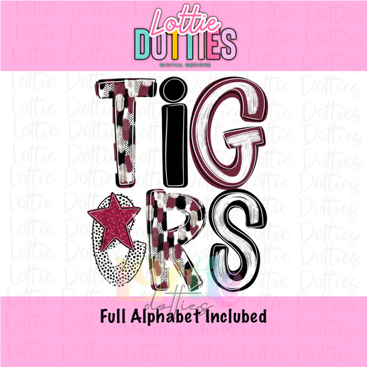 Tigers Poppy  PNG - Tigers sublimation design - Digital Download - Maroon and Black