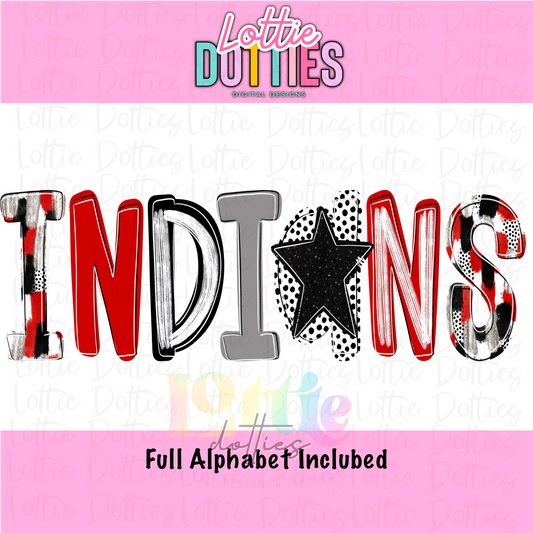 Indians PNG - Indians Poppy Sublimation- Digital Download - Red and Black