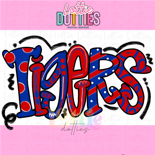 Tigers  - PNG - sublimation design - Digital Download - Red and Blue