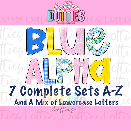 Blue Floral Alphabet - Blue Floral Alpha Pack - Alphabet Clipart - Instant Download - Alpha Pack