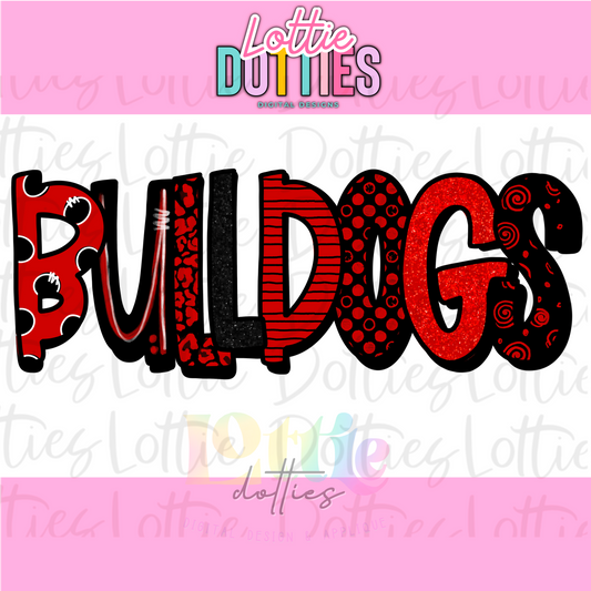 Bulldogs PNG - Digital Download - Bulldogs Sublimation Design - Black and Red