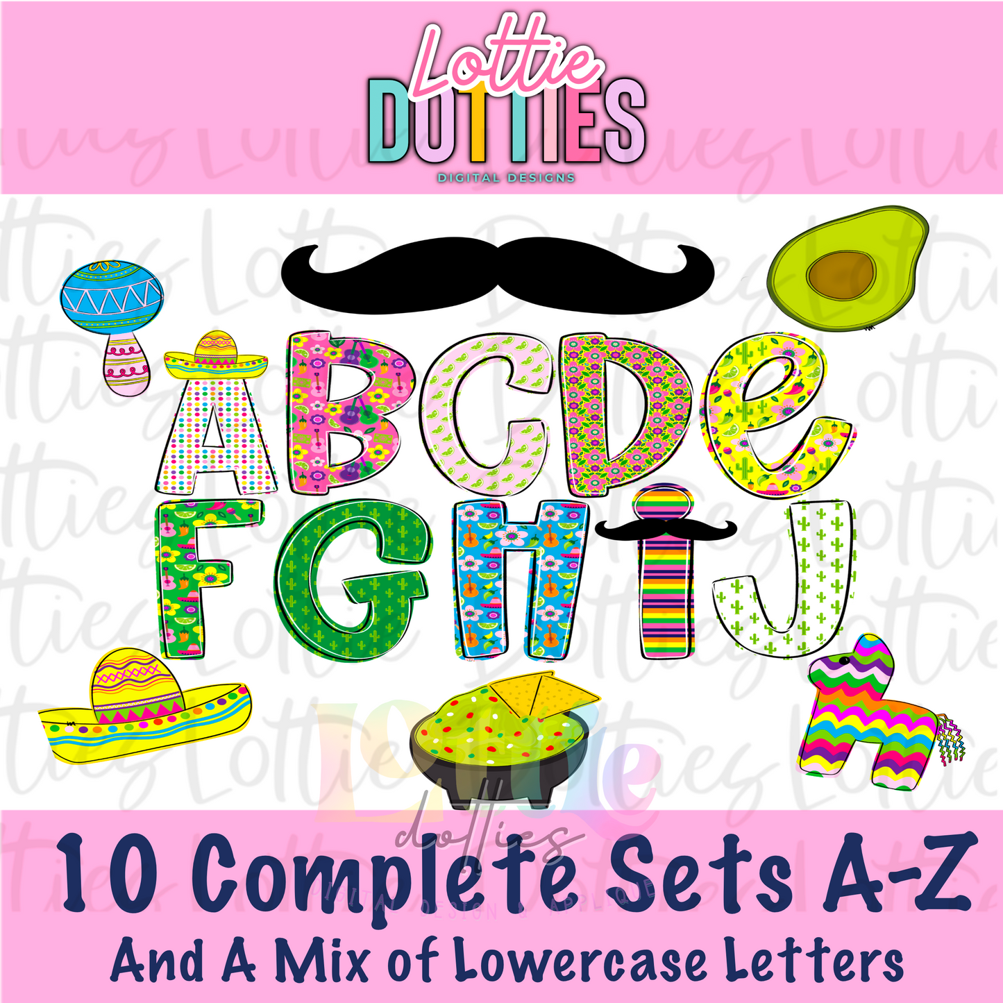 Holy Moly Guacamoly 2 Alpha PNG - Alphabet Sublimation - Digital Download - A-Z and Elements