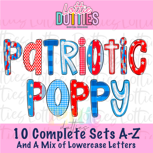 Patriotic Poppy Alphabet - Alpha Pack - Alphabet Clipart - Instant Download - Patriotic