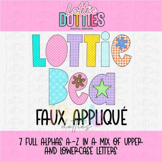 Lottie Bea Faux Applique Alphabet - Alpha Pack - Alphabet Clipart - Instant Download