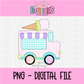 Ice Cream Truck PNG - Ice Cream Truck Faux Applique Clipart - Summer Png - Digital Download