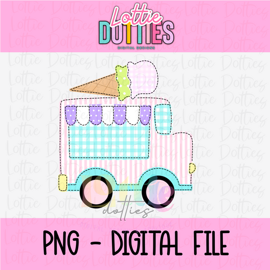 Ice Cream Truck PNG - Ice Cream Truck Faux Applique Clipart - Summer Png - Digital Download