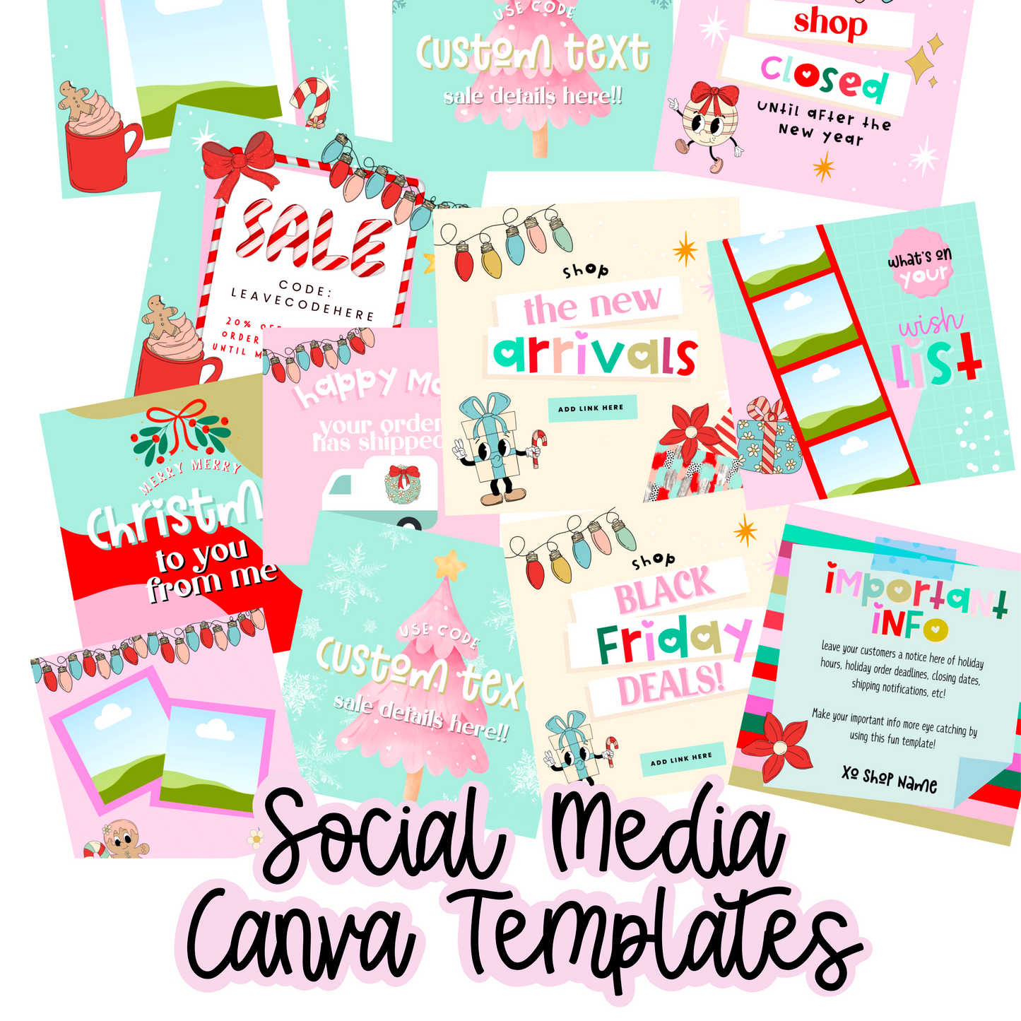 Editable Canva Template - Editable Canva Social Media Templates - Holiday Pack - Instant Download