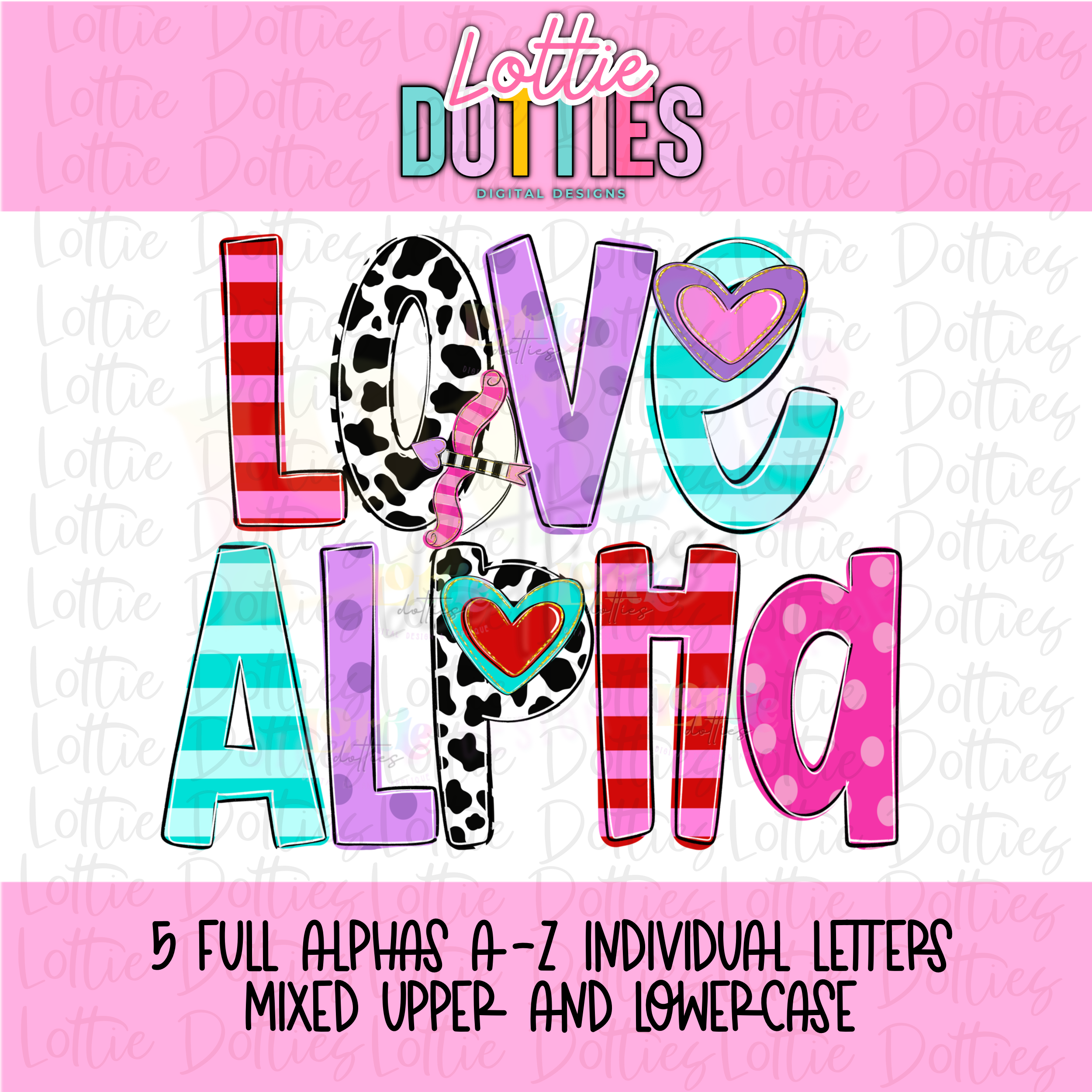 Heart Note Alpha Love Heart Alpha- Valentine’s Day Alphabet Clipart - Instant Download ...