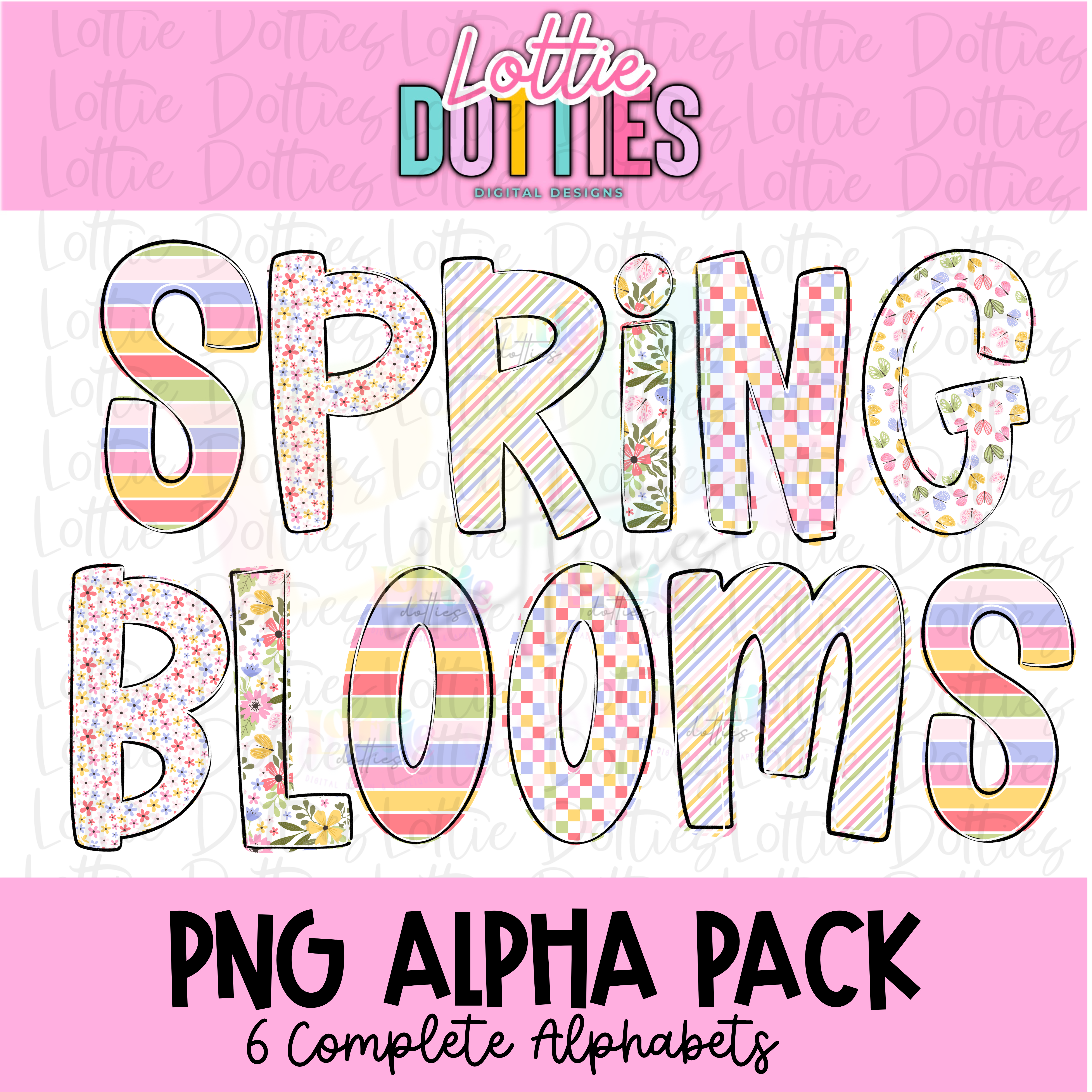 Spring Alpha Pattern Square Spring Blooms Alpha PNG - Spring Alpha Set Sublimation- Digital Downlo ...