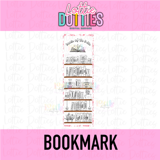 Books of the Bible Bookmark Template PNG - Bible Bookmark Sublimation  - Digital Download - Pink