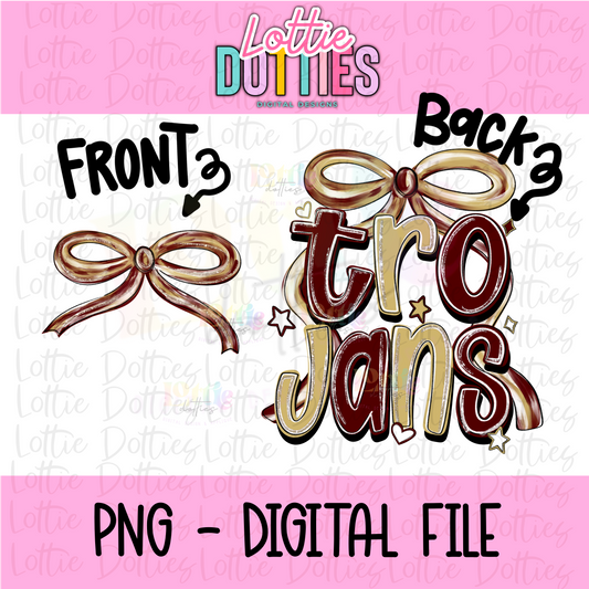Trojans PNG - Trojans bow design - Digital Download - maroon and Gold