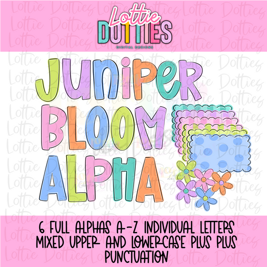 Juniper Bloom Alpha Set | Colorful Spring Floral Alphabet Clipart | Printable Letters & Sublimation Design - Digital Download