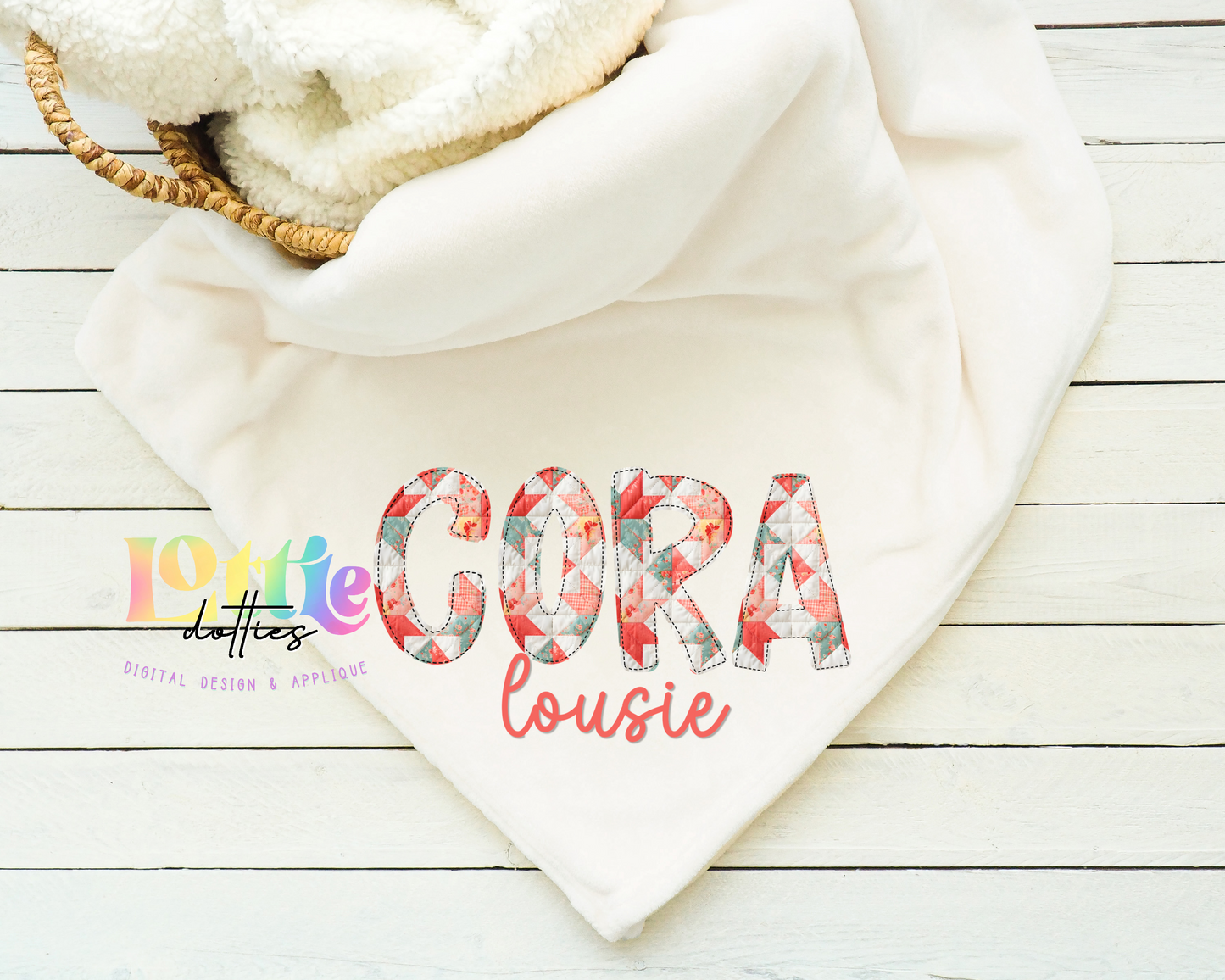 Peach Patchwork Alpha Set | Quilted Floral Alphabet PNG | Cottagecore Letters for Sublimation & Custom Names - Digital Download