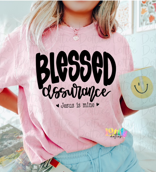 Christian PNG – Faith Graphic Tee Design – Sublimation & DTF Print File -  Blessed Assurance - front and back design