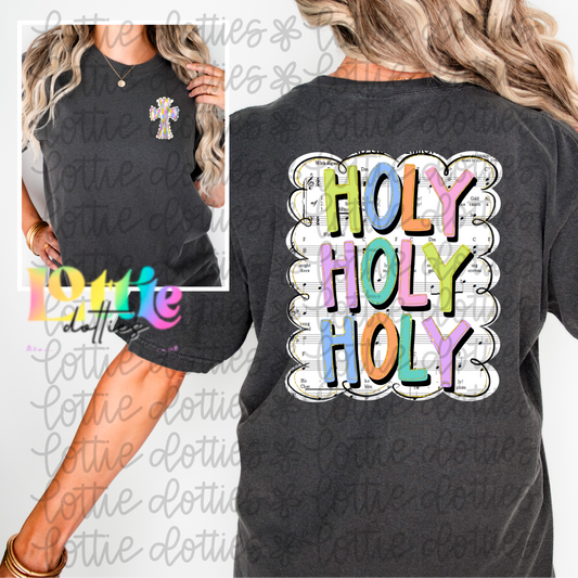 Christian PNG – Faith Graphic Tee Design – Sublimation & DTF Print File -  Holy Holy Holy - front and back design
