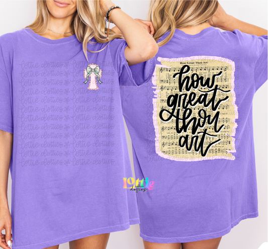 Christian PNG – Faith Graphic Tee Design – Sublimation & DTF Print File -  How great thou art - front and back design