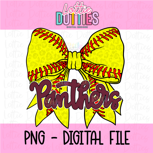 Panthers PNG - Panthers Softball bow maroon design - Digital Download
