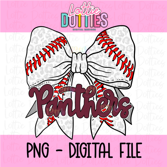 Panthers PNG - Panthers Baseball bow maroon design - Digital Download